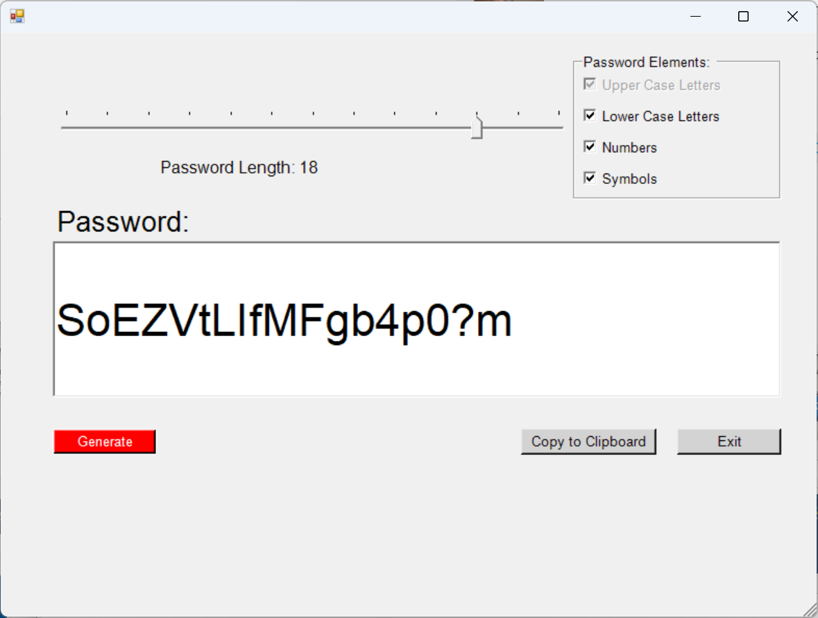 Screenshot of the new version of the PowerShell Password Generator