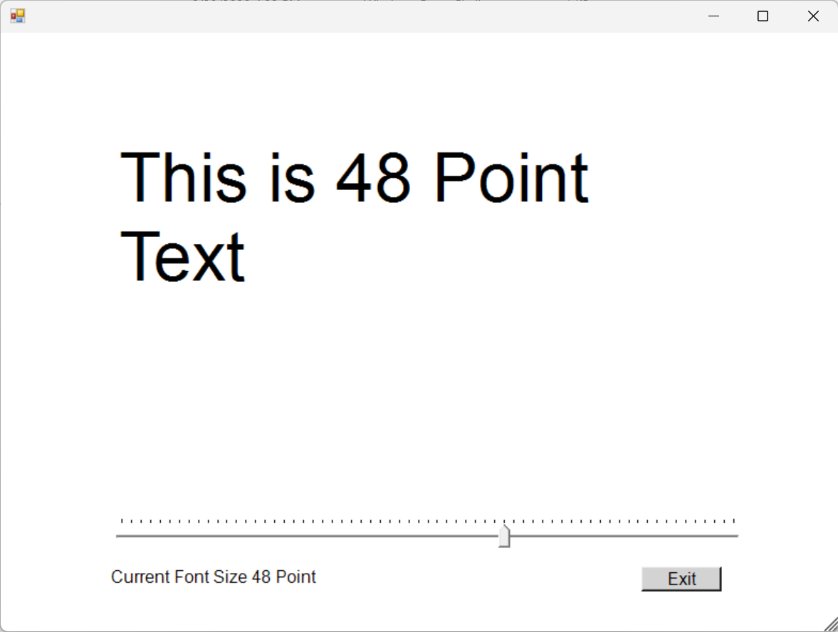 An example of a slider that controls the font size of text